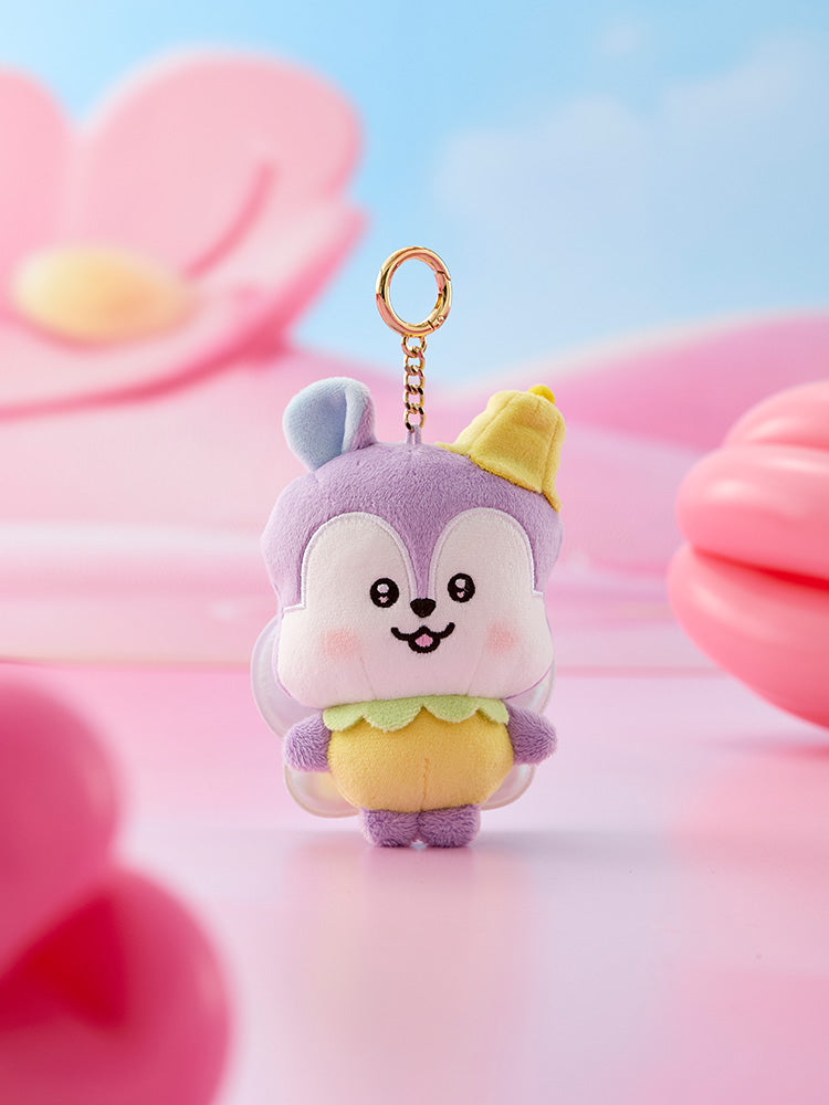 MANG BT21 BABY Spring Fairy plush keyring with floral fairy details.