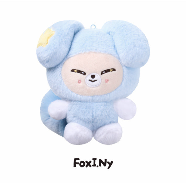 FoxI.Ny SKZOO plush in a pale-blue TASY star costume for Stray Kids RUN IT World Tour
