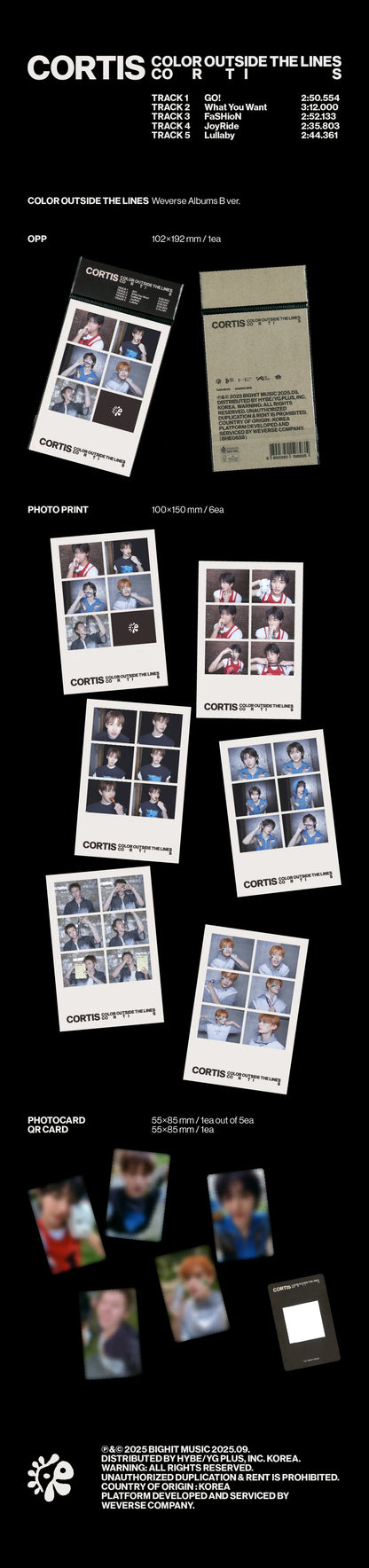 CORTIS COLOR OUTSIDE THE LINES Weverse Albums B ver. package and inclusions
