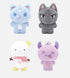 Four aespa WEEK – DRAMA CITY 10cm doll designs in blue, gray, white and purple