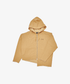 Mustard BTS Jung Kook ARMYST ZIP-UP HOODY with raw-edge asymmetric hem.