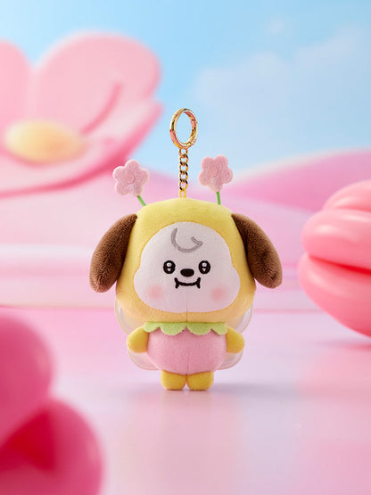CHIMMY BT21 BABY Spring Fairy plush keyring with floral fairy details.