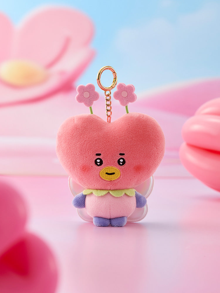 TATA BT21 BABY Spring Fairy plush keyring with floral fairy details.