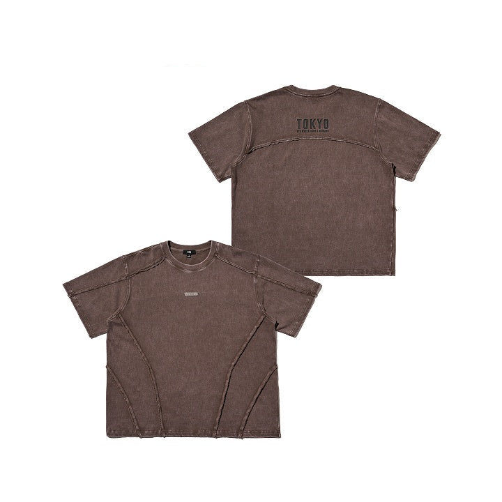 Front and back of the brown BTS ARIRANG Tokyo short-sleeve T-shirt