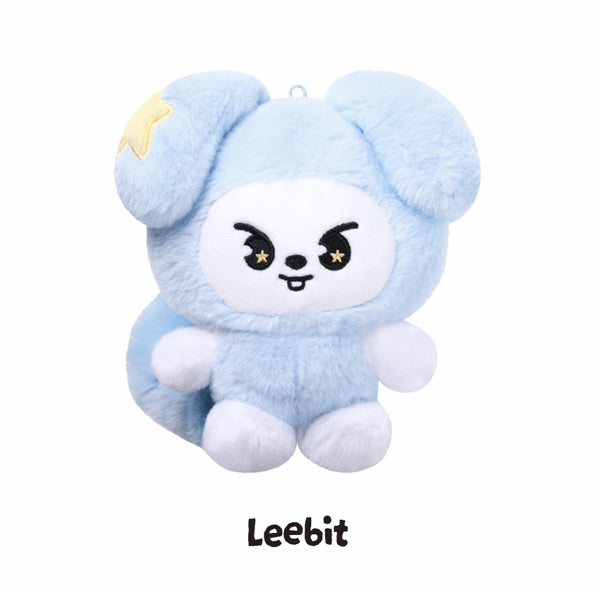 Leebit SKZOO plush in a pale-blue TASY star costume for Stray Kids RUN IT World Tour