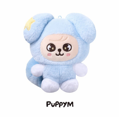 PuppyM SKZOO plush in a pale-blue TASY star costume for Stray Kids RUN IT World Tour